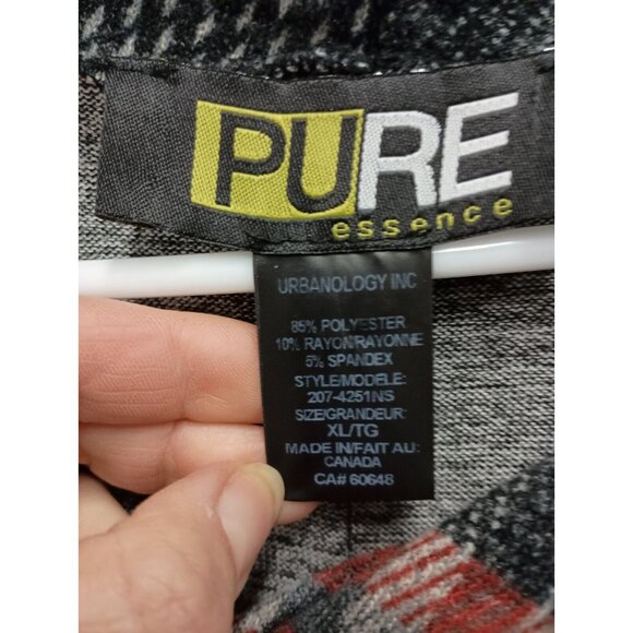 Pure Essence Womens Lagenlook Tunic Top XL Gray Red Plaid Soft Knit Cowl Neck - Picture 5 of 9